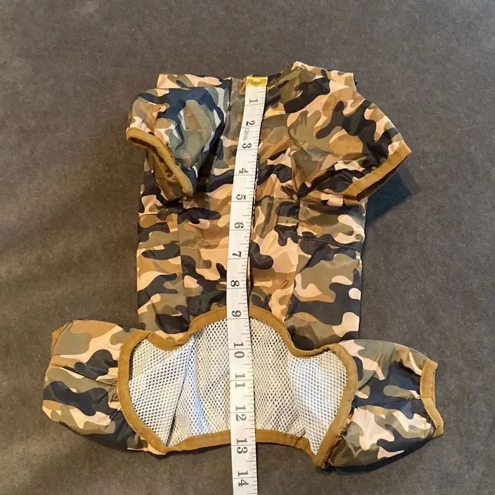 Dog Coat Jacket Suit with Hoodie Camouflage Design D-Ring for Leash Size L NWOT